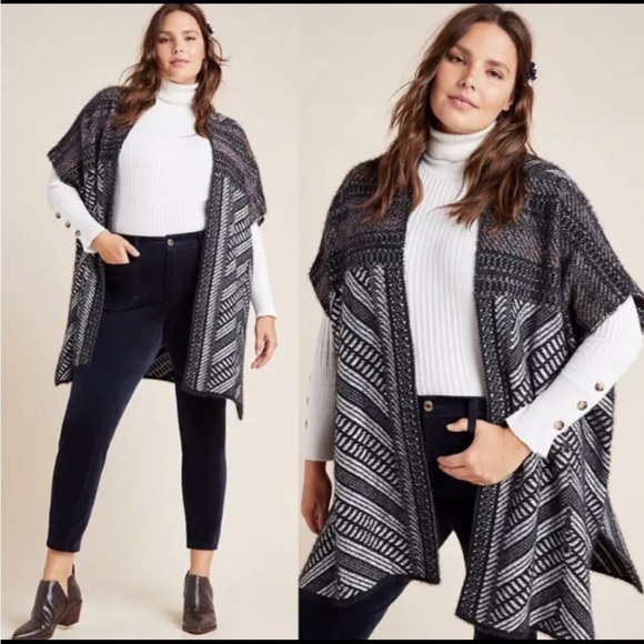 Molly Bracken Anthropologie Open Sweater Poncho Cardigan - Picture 1 of 15